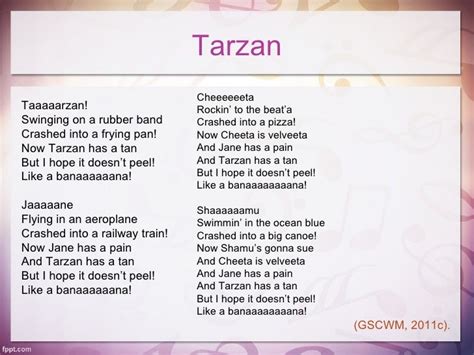 Get known every word of your favorite <b>song</b> or start your own karaoke party tonight :-). . Tarzan swinging on a rubber band song lyrics